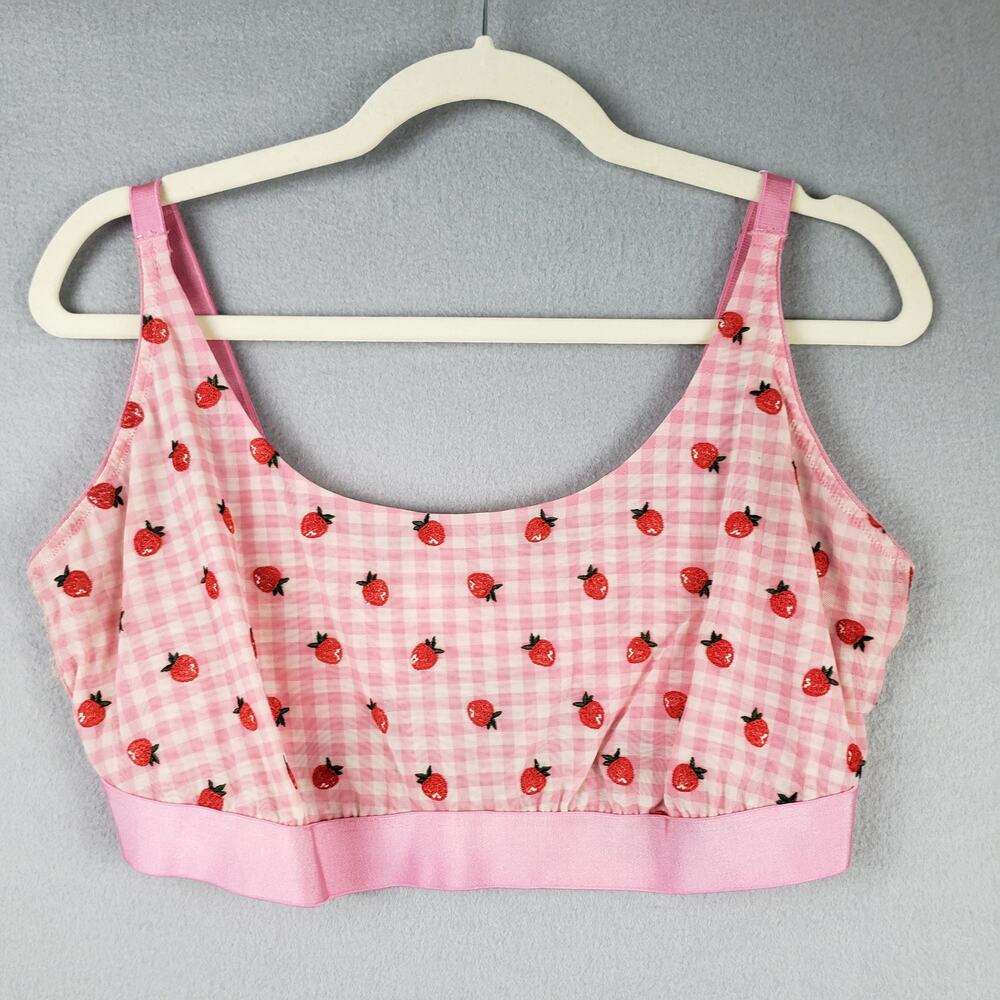 Parade Size XL/XXL Strawberry Print Bralette Pink Gingham‎ Plaid Cutesy Coquette
